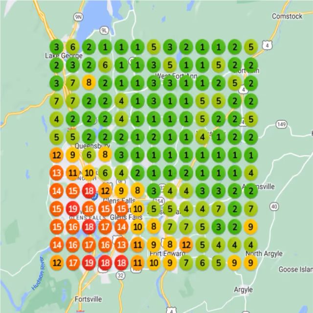 Restaurant local rank grid after