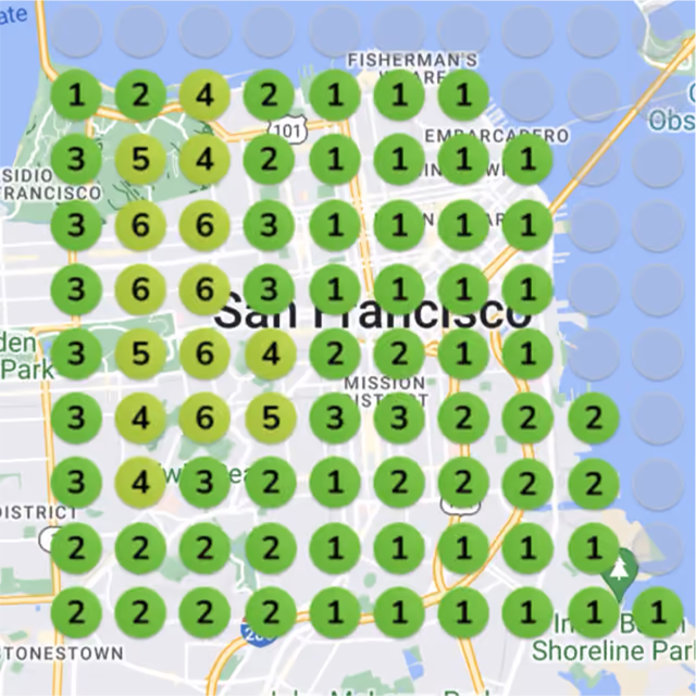 Restaurant local rank grid after